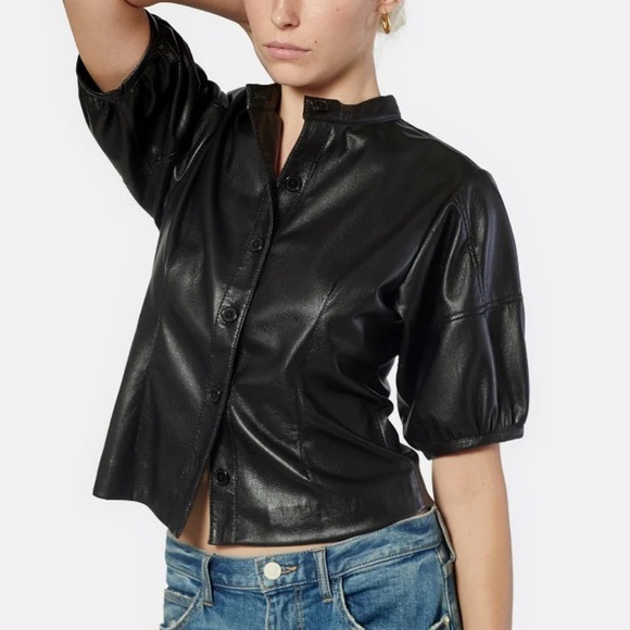 Joie Vegan Leather Top - Picture 2 of 3